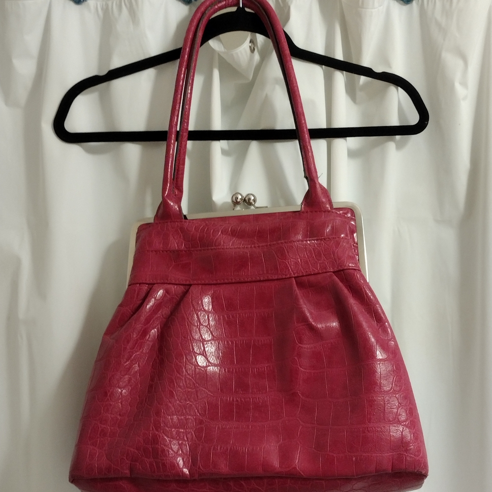 Bueno Red Crocodile-Embossed Shoulder Bag - Picture 2 of 15